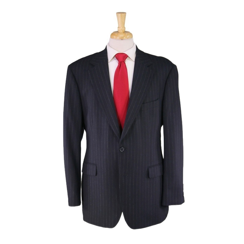 Brooks Brothers Navy Chalkstripe Pinstripe Stretch Flannel Wool 2-Btn Suit 43R